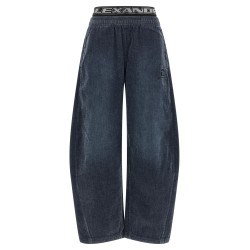 Denim pants with elastic waistband