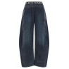 Denim pants with elastic waistband