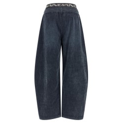 Denim pants with elastic waistband