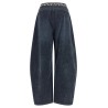 Denim pants with elastic waistband