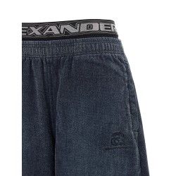 Denim pants with elastic waistband