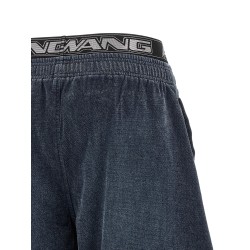 Denim pants with elastic waistband