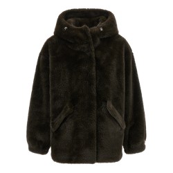 Eco-fur hooded jacket