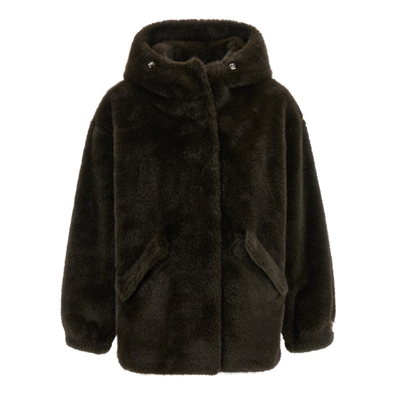 Eco-fur hooded jacket