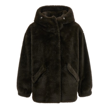 Eco-fur hooded jacket