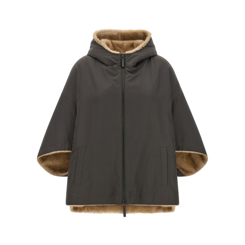 Reversible cape with hood
