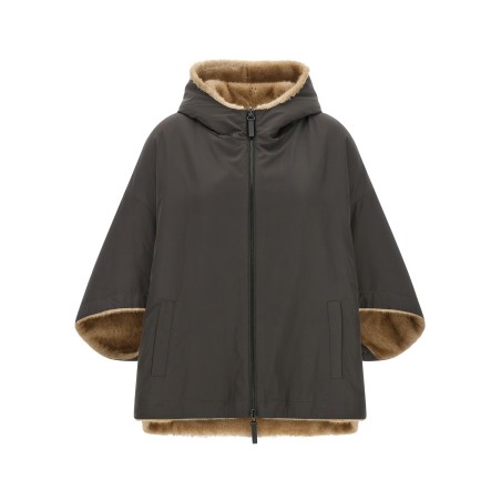 Reversible cape with hood