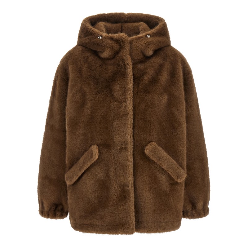 Eco-fur hooded jacket
