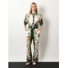 Linen and viscose shirt with floral pattern