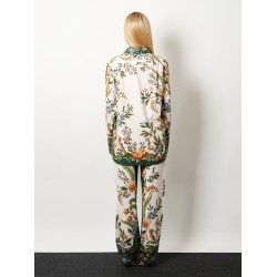 Linen and viscose shirt with floral pattern