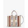 Woody linen and leather Tote Bag