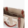 Woody linen and leather Tote Bag