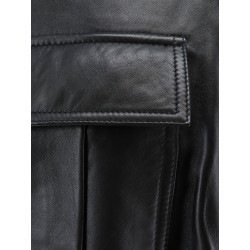 Leather jacket with adjustable drawstring waist