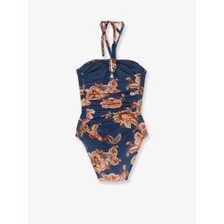 Aster nylon one piece swimsuit with paisley print