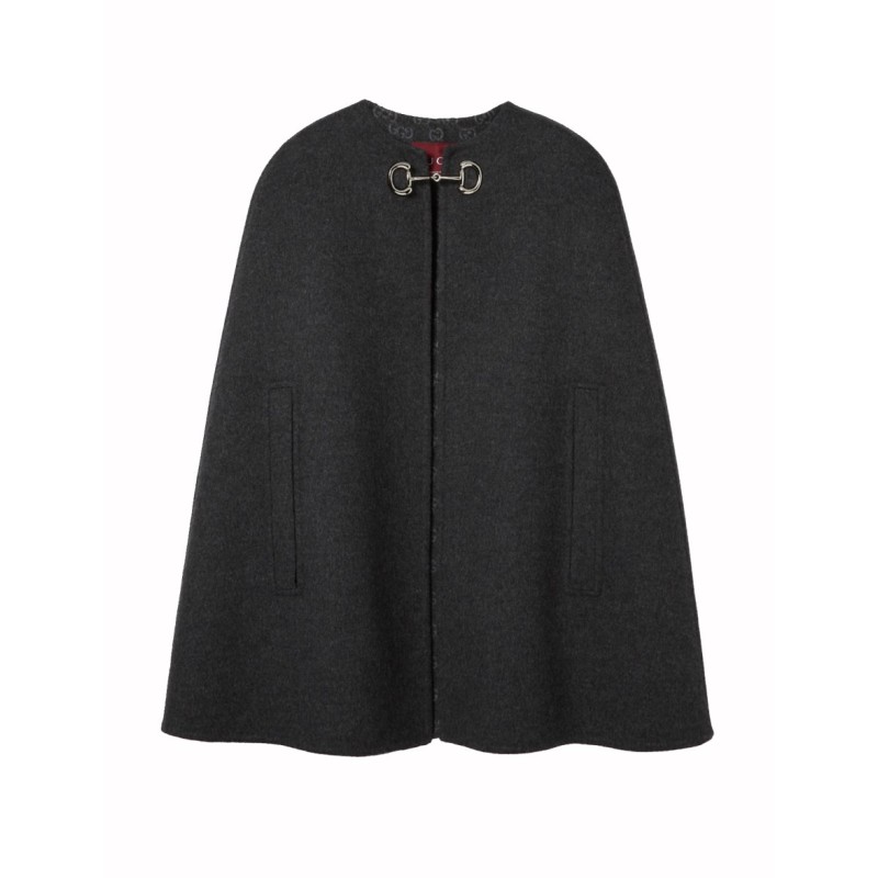 WOOL AND SILK CAPE WITH CLAMP