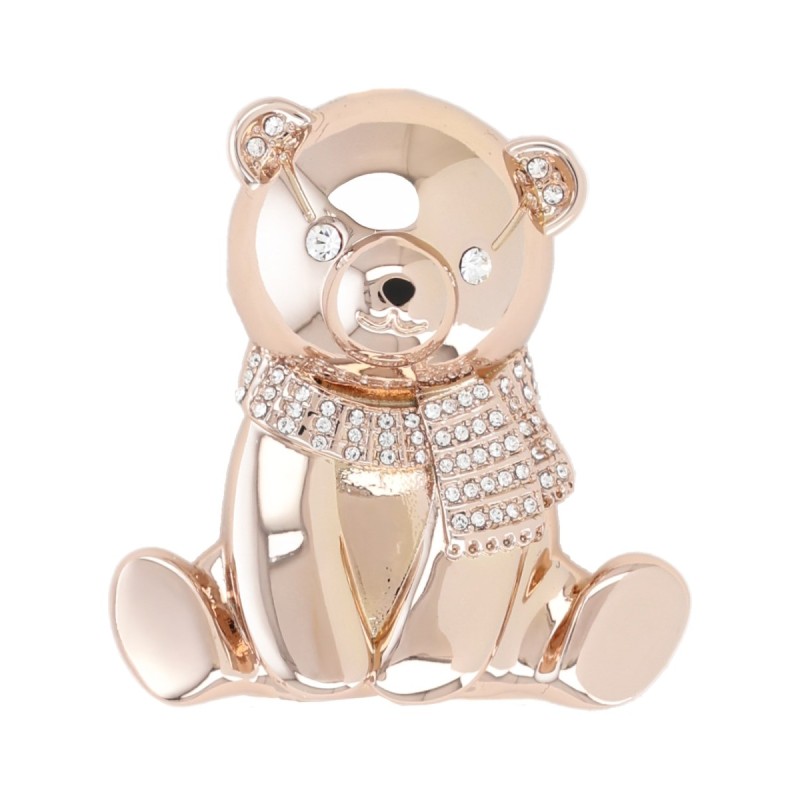 METAL AND RHINESTONE BROOCH