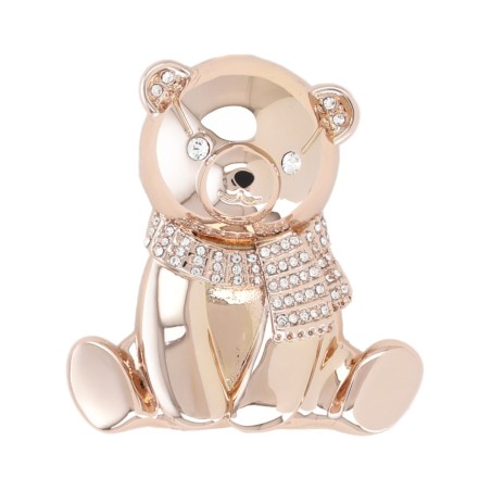 METAL AND RHINESTONE BROOCH