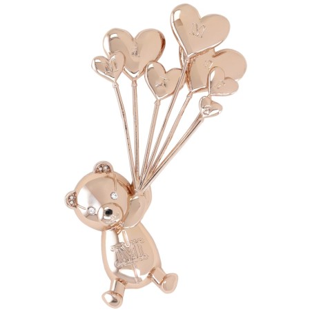 METAL AND RHINESTONE BROOCH