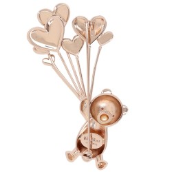 METAL AND RHINESTONE BROOCH