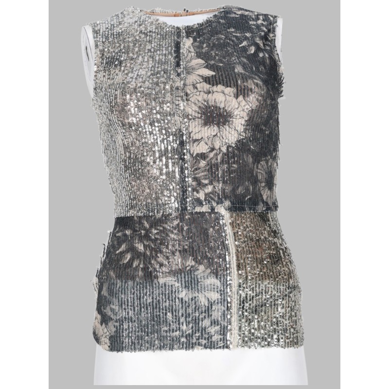 TOP FLOREALE CON PAILLETTES