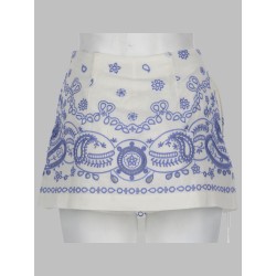 SKORT IN LINO CON RICAMO