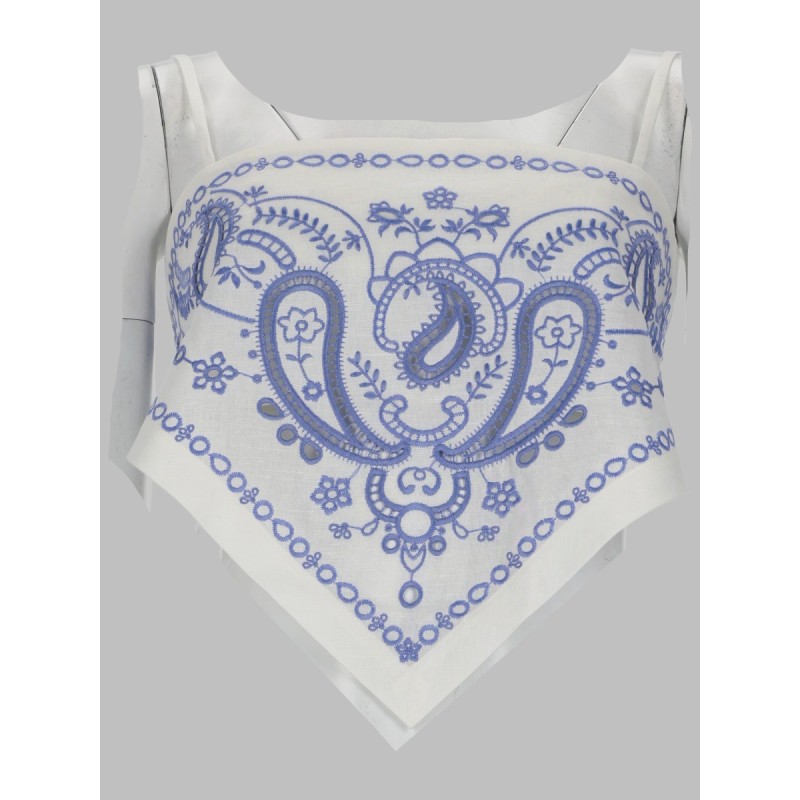 TOP IN LINO CON RICAMO