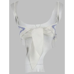 TOP IN LINO CON RICAMO