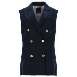 DOUBLE-BREASTED LINEN MAT VEST