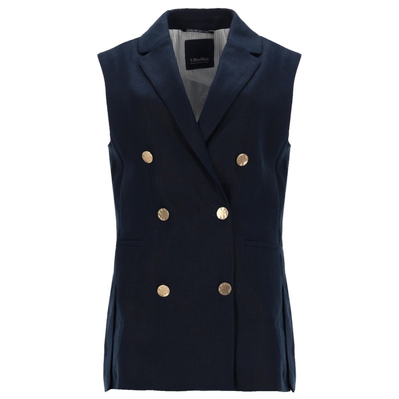 DOUBLE-BREASTED LINEN MAT VEST