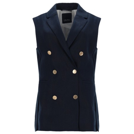 DOUBLE-BREASTED LINEN MAT VEST