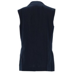DOUBLE-BREASTED LINEN MAT VEST