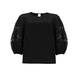 T-SHIRT CON MANICHE IN PIZZO