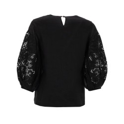 T-SHIRT CON MANICHE IN PIZZO