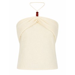 TOP "HALTERNECK" DRAPPEGGIATO CON PERLINE