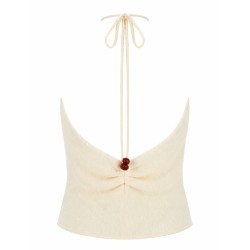 TOP "HALTERNECK" DRAPPEGGIATO CON PERLINE
