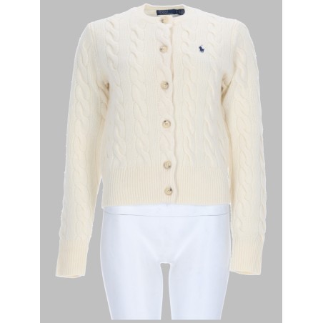 CARDIGAN A TRECCE CON LOGO