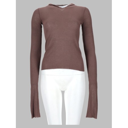 T-SHIRT "CROPPED HOODED RIB LS T"