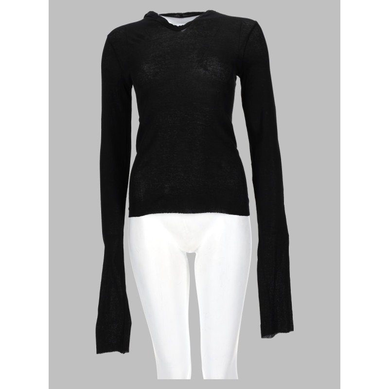 T-SHIRT "CROPPED HOODED RIB LS T"