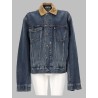giacca in denim con colletto in velluto