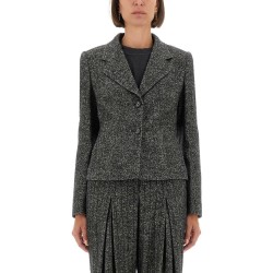 SINGLE-BREASTED JACKET IN WOOL BLEND DOT