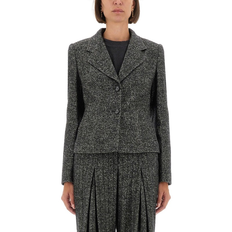 SINGLE-BREASTED JACKET IN WOOL BLEND DOT