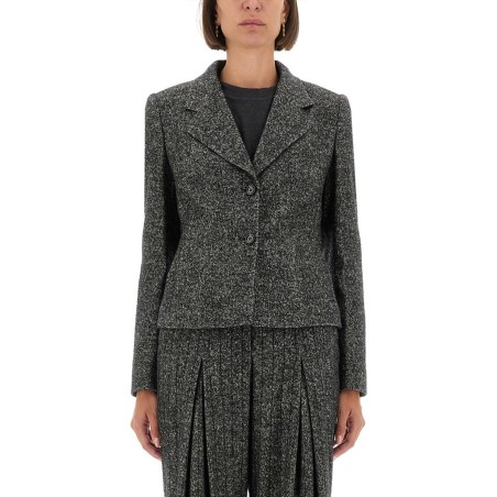 SINGLE-BREASTED JACKET IN WOOL BLEND DOT