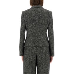 SINGLE-BREASTED JACKET IN WOOL BLEND DOT