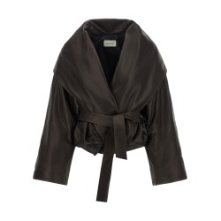 Shawl collar leather jacket