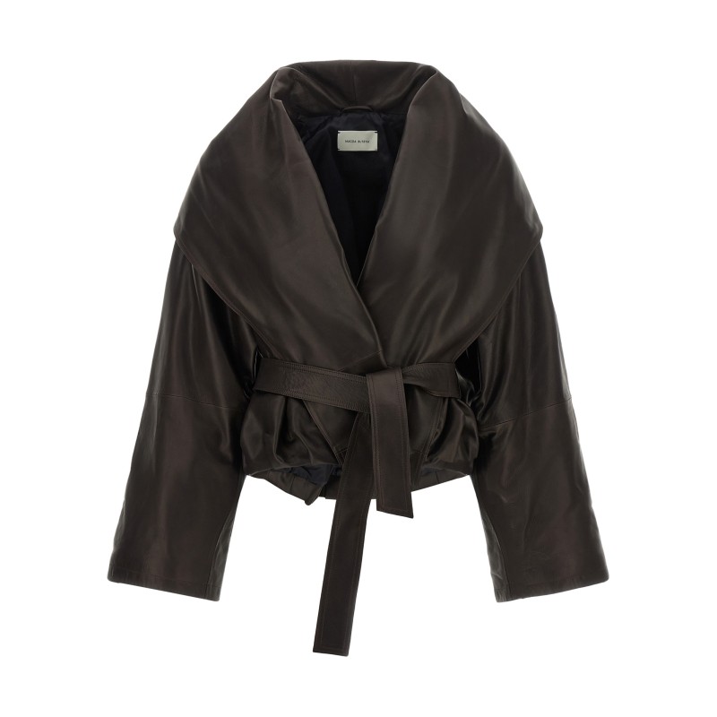 Shawl collar leather jacket