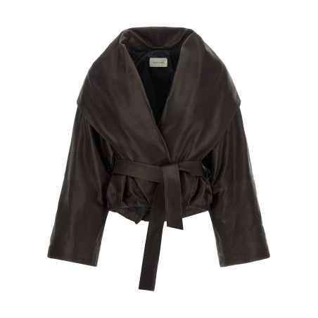Shawl collar leather jacket