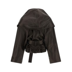 Shawl collar leather jacket