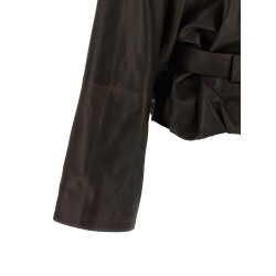 Shawl collar leather jacket