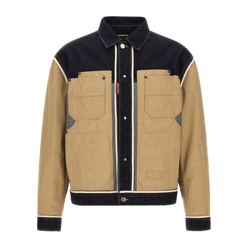 Two-material denim jacket