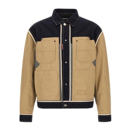 Two-material denim jacket